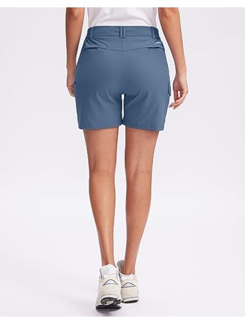 G Gradual Women's Hiking Golf Cargo Shorts 5" with 7 Pockets Quick Dry Light Weight Outdoor Summer Shorts for Women
