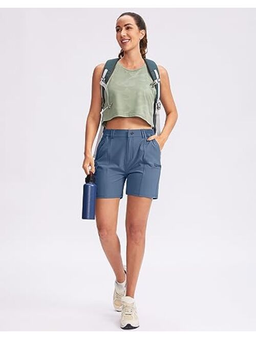 G Gradual Women's Hiking Golf Cargo Shorts 5" with 7 Pockets Quick Dry Light Weight Outdoor Summer Shorts for Women