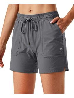 Women's 5" Hiking Cargo Shorts Quick Dry Athletic Shorts for Women with Pockets for Golf Workout Walking