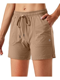 Women's 5" Hiking Cargo Shorts Quick Dry Athletic Shorts for Women with Pockets for Golf Workout Walking