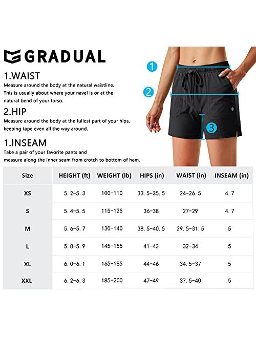 G Gradual Women's 5" Hiking Cargo Shorts Quick Dry Athletic Shorts for Women with Pockets for Golf Workout Walking
