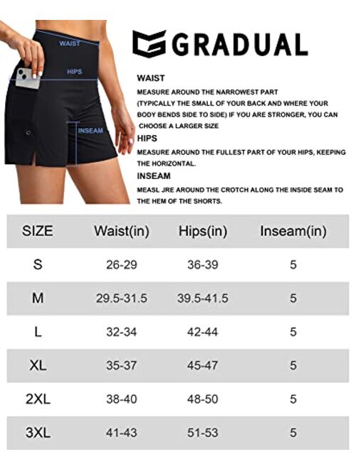 G Gradual Women's 5" High Waisted Swim Board Shorts with Phone Pockets UPF 50+ Quick Dry Beach Shorts for Women with Liner
