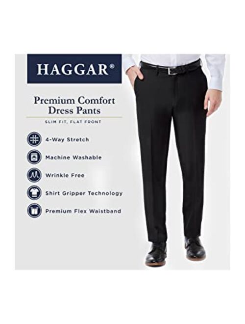 Haggar Men's Premium Comfort Dress Pant - Slim Fit Flat Front Pant