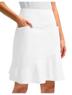 Skorts Skirts for Women with 5 Pockets 20" Knee Length Golf Skirt Modest Long Tennis Athletic Skirts for Women