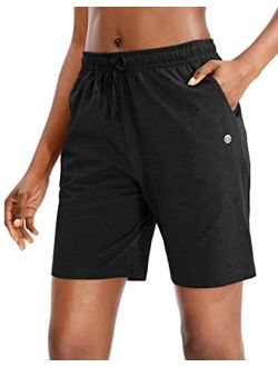 Women's Bermuda Shorts Jersey Shorts with Deep Pockets 7" Long Shorts for Women Lounge Walking Athletic