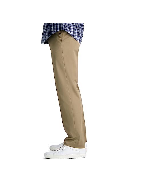 Haggar Men's Premium No Iron Khaki Straight Fit Flat Front Casual Pant
