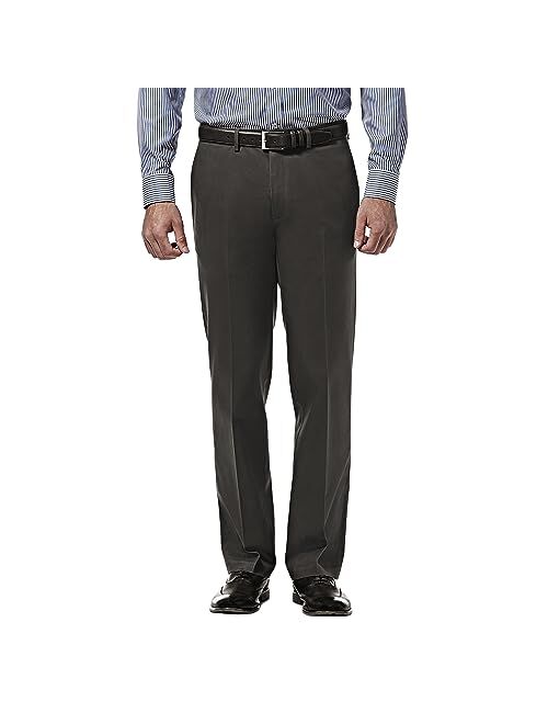 Haggar Men's Premium No Iron Khaki Straight Fit Flat Front Casual Pant