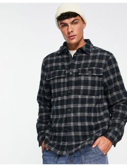 quilted overshirt in navy check