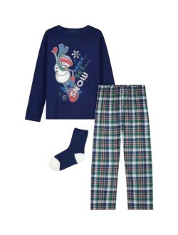MAX & OLIVIA Big Boys 2 Pack Pajama Set with Socks, 3 Pieces