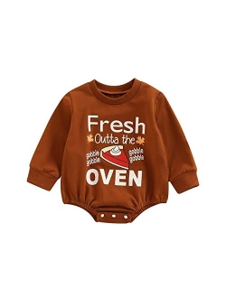 Karuedoo Baby Boy Girl Thanksgiving Outfit Turkey Sweatshirt Romper Oversized Crewneck Onesie Long Sleeve Outfit Fall Clothes