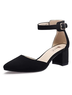 Women's IN2 Pedazo Dress Shoes Low Block Heels Comfortable Chunky Closed Toe Ankle Strap Wedding Pumps