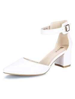 Women's IN2 Pedazo Dress Shoes Low Block Heels Comfortable Chunky Closed Toe Ankle Strap Wedding Pumps