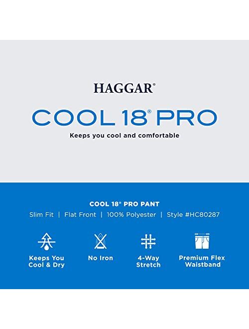 Haggar Men's Cool 18 Pro Slim & Straight Fit Flat Front Casual Pant