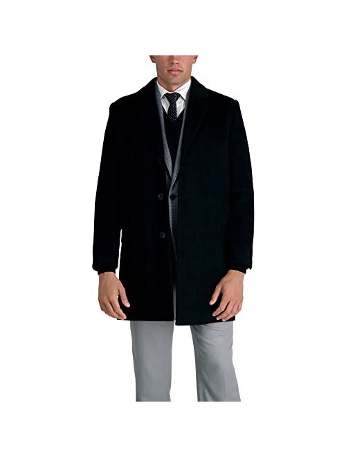 Haggar Men's Mid-Length Single Breasted Brushed Twill Topcoat