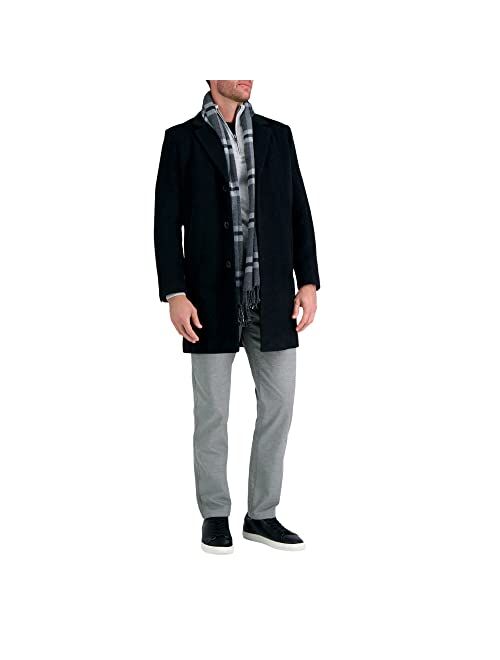 Haggar Men's Mid-Length Single Breasted Brushed Twill Topcoat