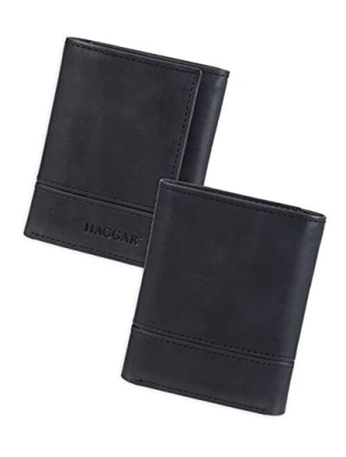 Haggar Men's Leather RFID Trifold Wallet