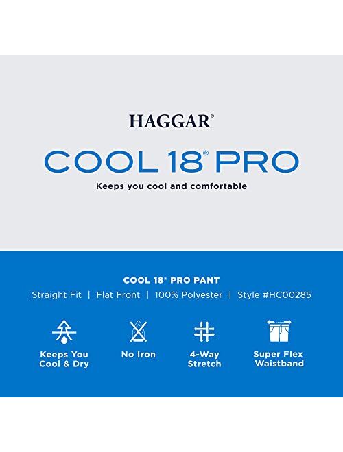 Haggar Men's Cool 18 Pro Straight Fit Flat Front Casual Pant