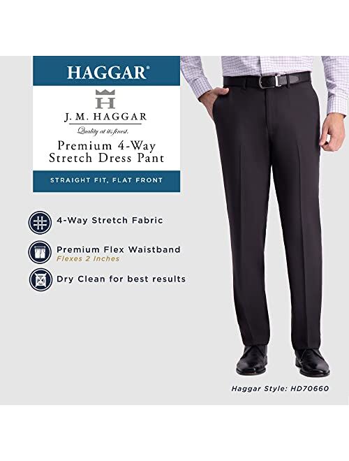 J.M. Haggar Men's Jm Haggar Sharkskin Superflex Waist Straight Fit Flat Front