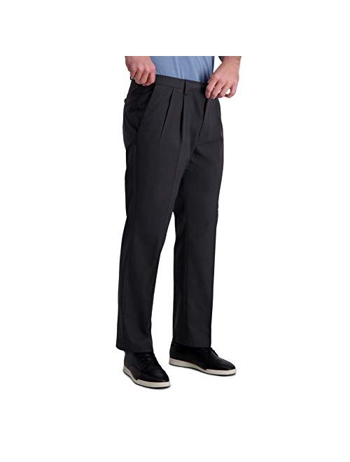 Haggar Men's Cool Right Performance Flex Classic Fit Pleat Front Pant-reg. and Big & Tall