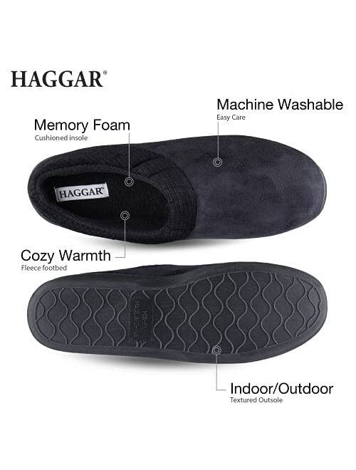 Haggar Men's Clog Slipper House Shoe Indoor/Outdoor with Memory Foam Comfort