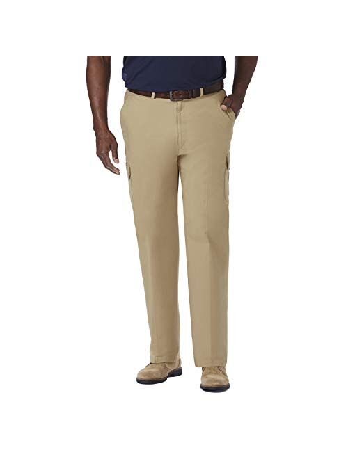 Haggar Men's Comfort Stretch Classic Fit Flat Front Cargo Pant - Regular and Big & Tall Sizes