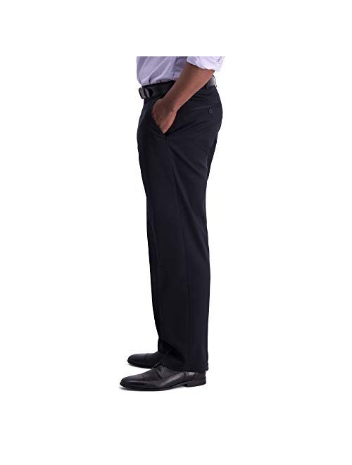 Haggar Men's Iron Free Premium Khaki Classic Fit Flat Front Expandable Waist Casual Pant Regular and Big & Tall Sizes