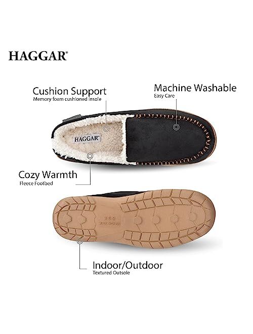 Haggar Men's Venetian Slipper Indoor/Outdoor House Shoe with Memory Foam Comfort
