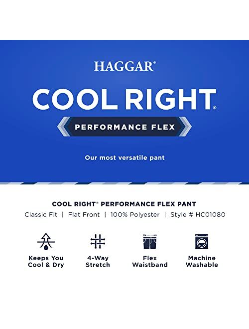 Haggar Men's Cool Right Performance Flex Solid Classic Fit Flat Front Pant-reg. and Big & Tall
