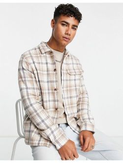 check overshirt in off-white