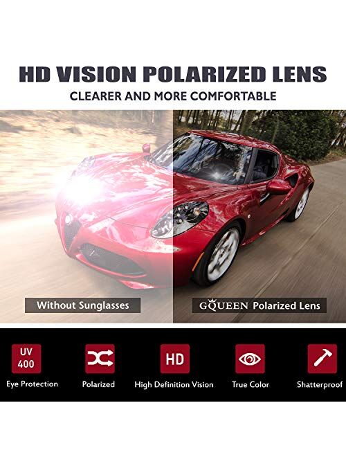 GQUEEN Polarized Sunglasses Men Womens,Flexible TR90 Frame,for Driving Fishing Cycling Hiking Golf Sports UV400 Protection