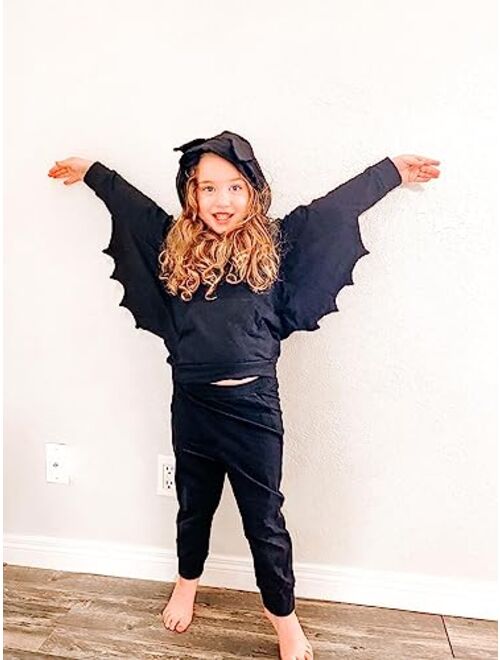 Ayzozuy Toddler Baby Boy Girl Halloween Bat Outfits Clothes Black Bat Hoodies with Pocket Coat Pant Set Fall Winter Clothes