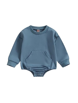 Engofs Newborn Baby Girl Boy Sweatshirt Romper Long Sleeve 0 3 6 12 18 Months Fall Winter Clothes