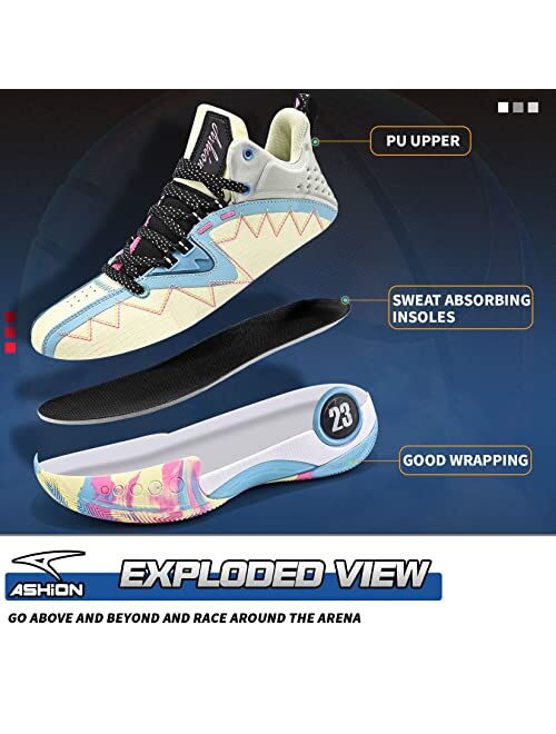 ASHION Men's Shoes Fashion Sneakers Breathable Running Shoes Mens Arch Support Basketball Shoes Non Slip Sport Shoes