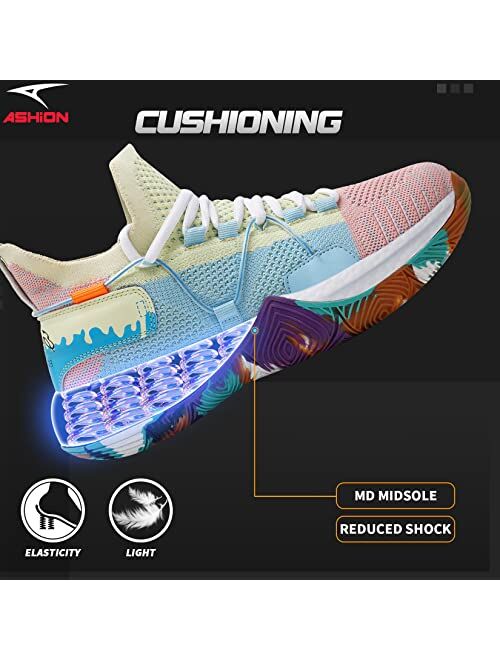 ASHION Mens Basketball Shoes Arch Support Basketball Sneakers Anti Slip Cushion Sports Shoes for Running Walking Training