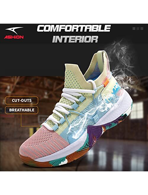ASHION Mens Basketball Shoes Arch Support Basketball Sneakers Anti Slip Cushion Sports Shoes for Running Walking Training