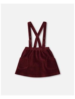 Girl Stretch Ribbed Velvet Skirt Burgundy - Toddler|Child