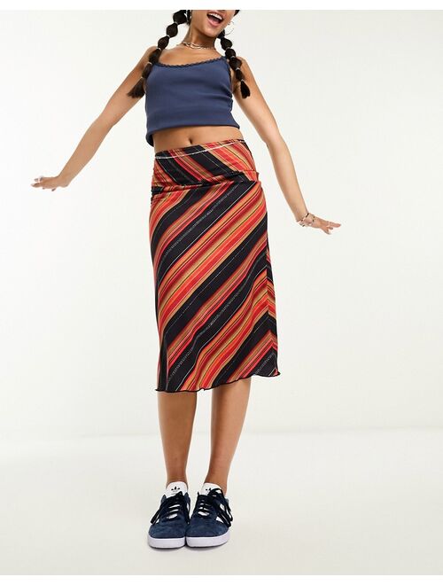 Daisy Street Y2K midi skirt in retro stripe
