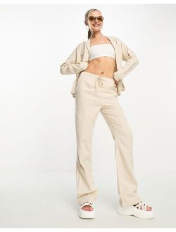 linen look relaxed pants in stone - part of a set