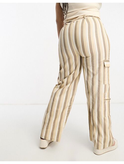 Daisy Street Plus linen stripey Y2K cargo pants
