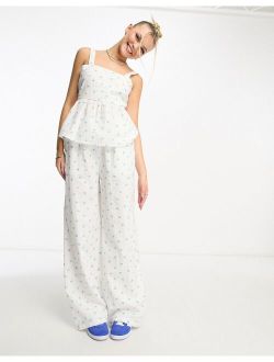 linen relaxed pants in ditsy floral - part of a set