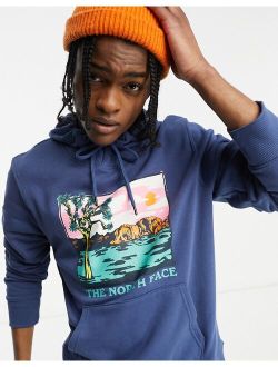 Graphic Injection chest print hoodie in navy
