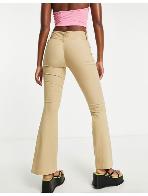 Daisy Street low rise Y2K fitted flare pants in stone