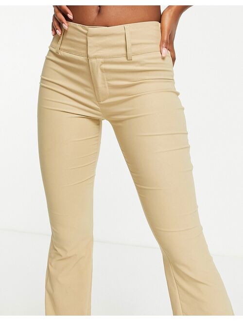 Daisy Street low rise Y2K fitted flare pants in stone