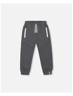 Boy Fleece Sweatpants With Zipper Pockets Dark Grey Mix - Toddler|Child