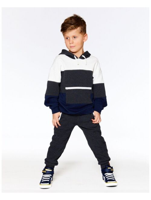 DEUX PAR DEUX Boy Fleece Sweatpants With Zipper Pockets Dark Grey Mix - Toddler|Child