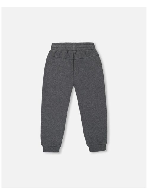 DEUX PAR DEUX Boy Fleece Sweatpants With Zipper Pockets Dark Grey Mix - Toddler|Child