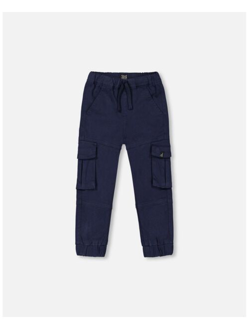 DEUX PAR DEUX Boy Stretch Twill Jogger Pants With Cargo Pockets Dark Navy - Toddler|Child