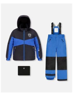 Boy Two Piece Snowsuit Royal Blue And Black Color Block - Child