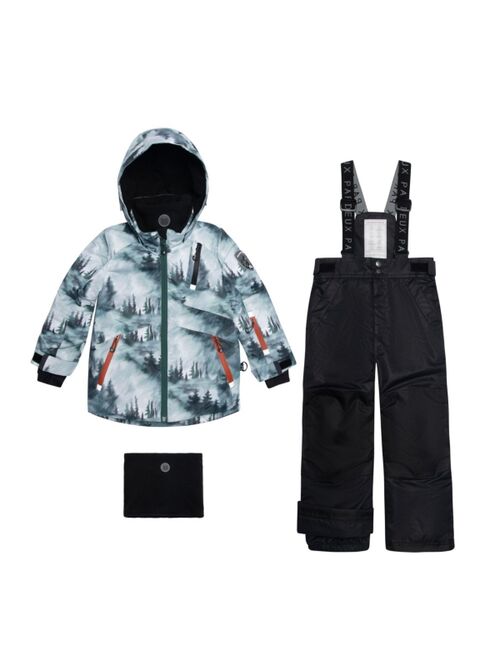 DEUX PAR DEUX Boy Two Piece Snowsuit Black With Forest Print - Child