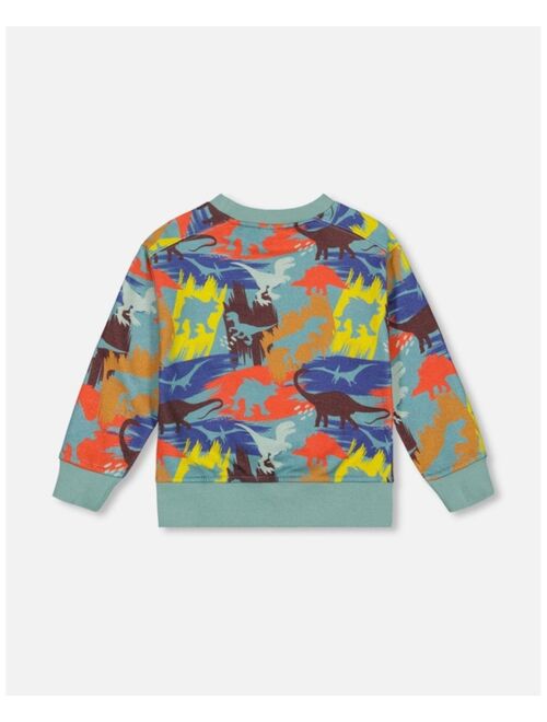 DEUX PAR DEUX Boy Printed Sweatshirt Sea Pine Dino Print - Toddler|Child